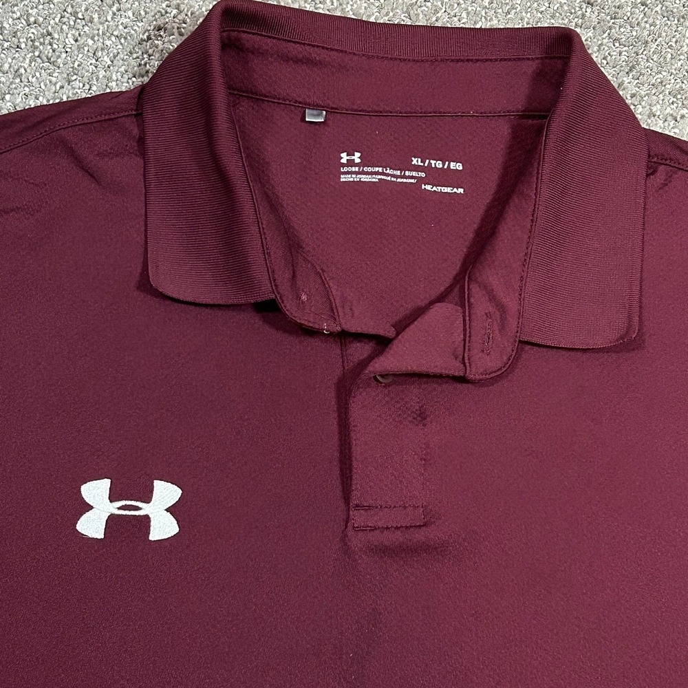 Under Armour Men's XL Performance Polo Shirt Maroon Burgundy Loose HeatGear